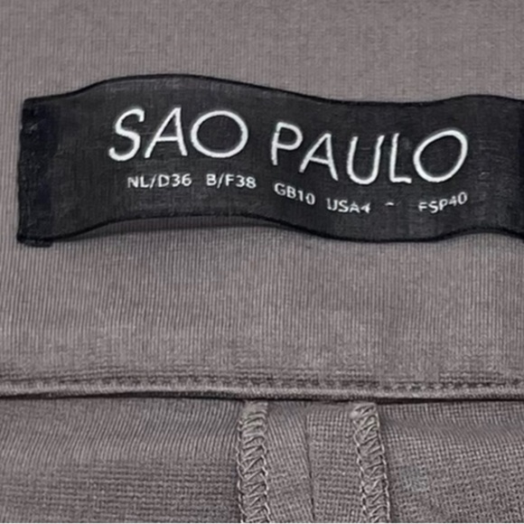 São Paulo Taupe High Rise Stretch Straight Leg Pants Zipper Accents Size 10 Tall - Picture 7 of 13